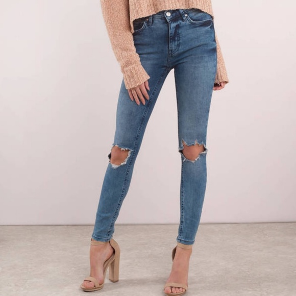 Free People Denim - Free People Busted Knee High Waisted Skinny Jeans